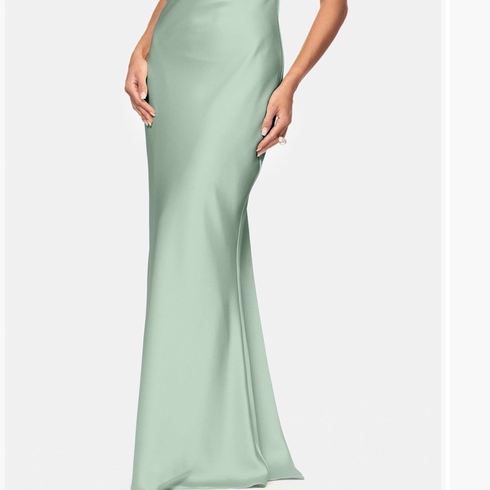 Xscape Mint Green Satin Maxi Dress